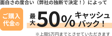 ご購入代金50％キャッシュバック