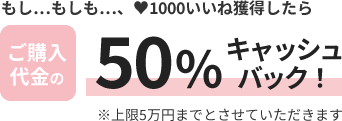 ご購入代金50％キャッシュバック